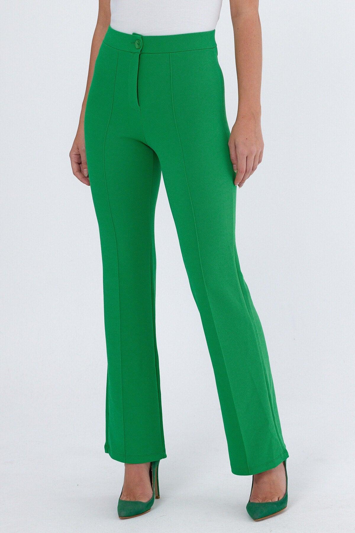 Women's Green High Waist Gatherer Bell-Red Palazzo Pants - Swordslife