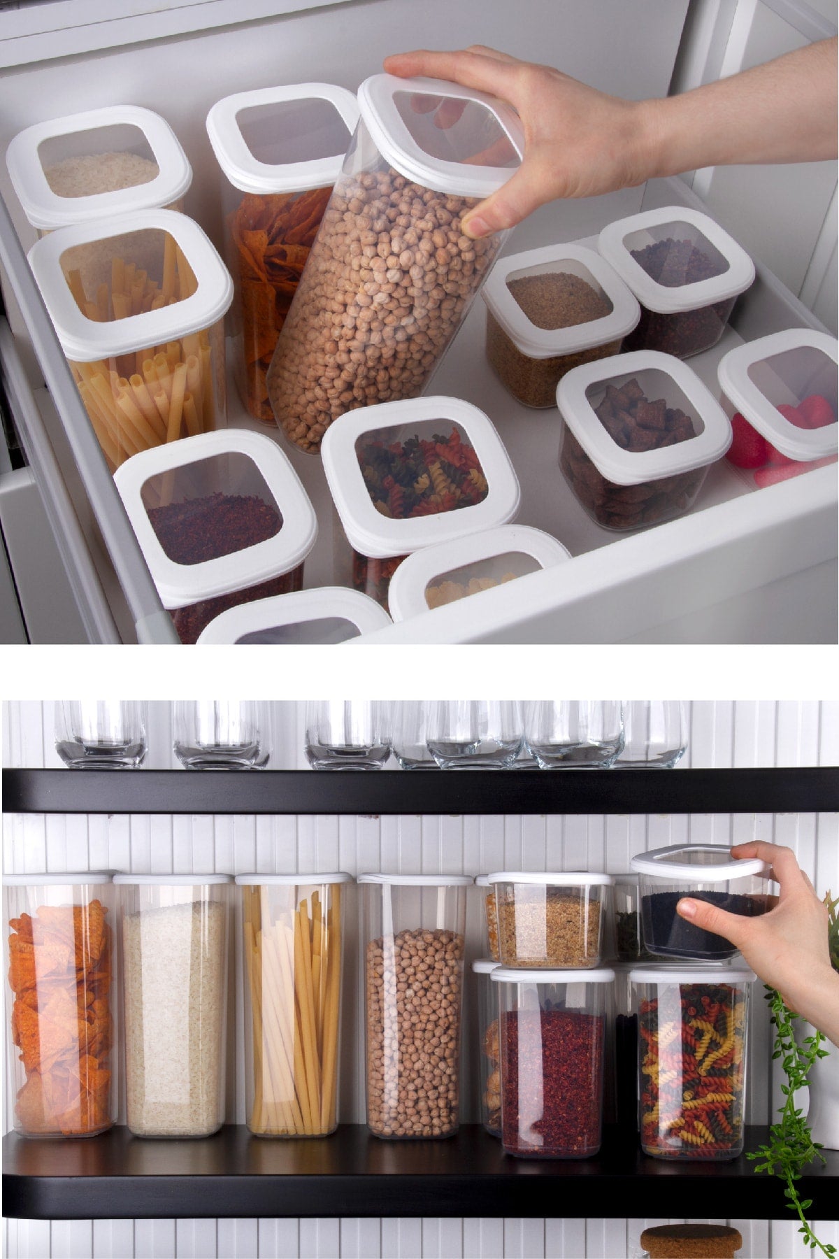 Labeled Foly Square Food Storage Container Set Of 12 1,2 Medium White