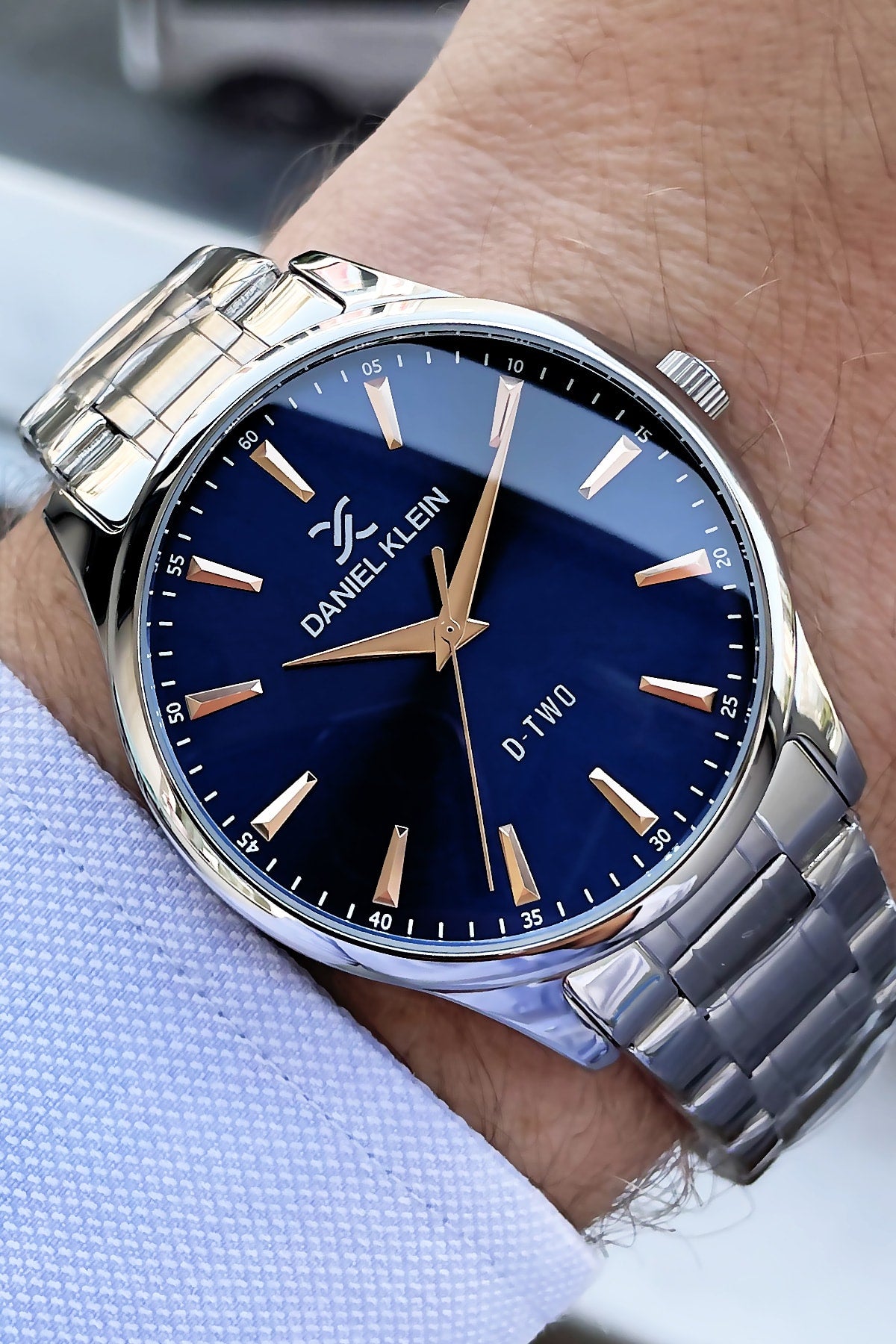 Herren Armbanduhr 3 ATM Wasserdicht Silberfarben Stahlband + Armband Dke2056C5