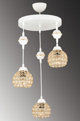 Pendant Lamp Tray White 3-Piece Crystal Downward Facing Luxury Chandelier