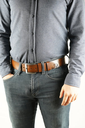 Echter Büffelleder Herrengürtel 4,5 cm Hellbraun Jeans Sportgürtel