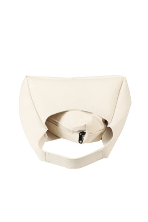 Cream Shk19 Faux Leather Women'S Hand And Shoulder Bag With Zippered Interior Compartment Wallet E:33 L:15 W:10 Cm