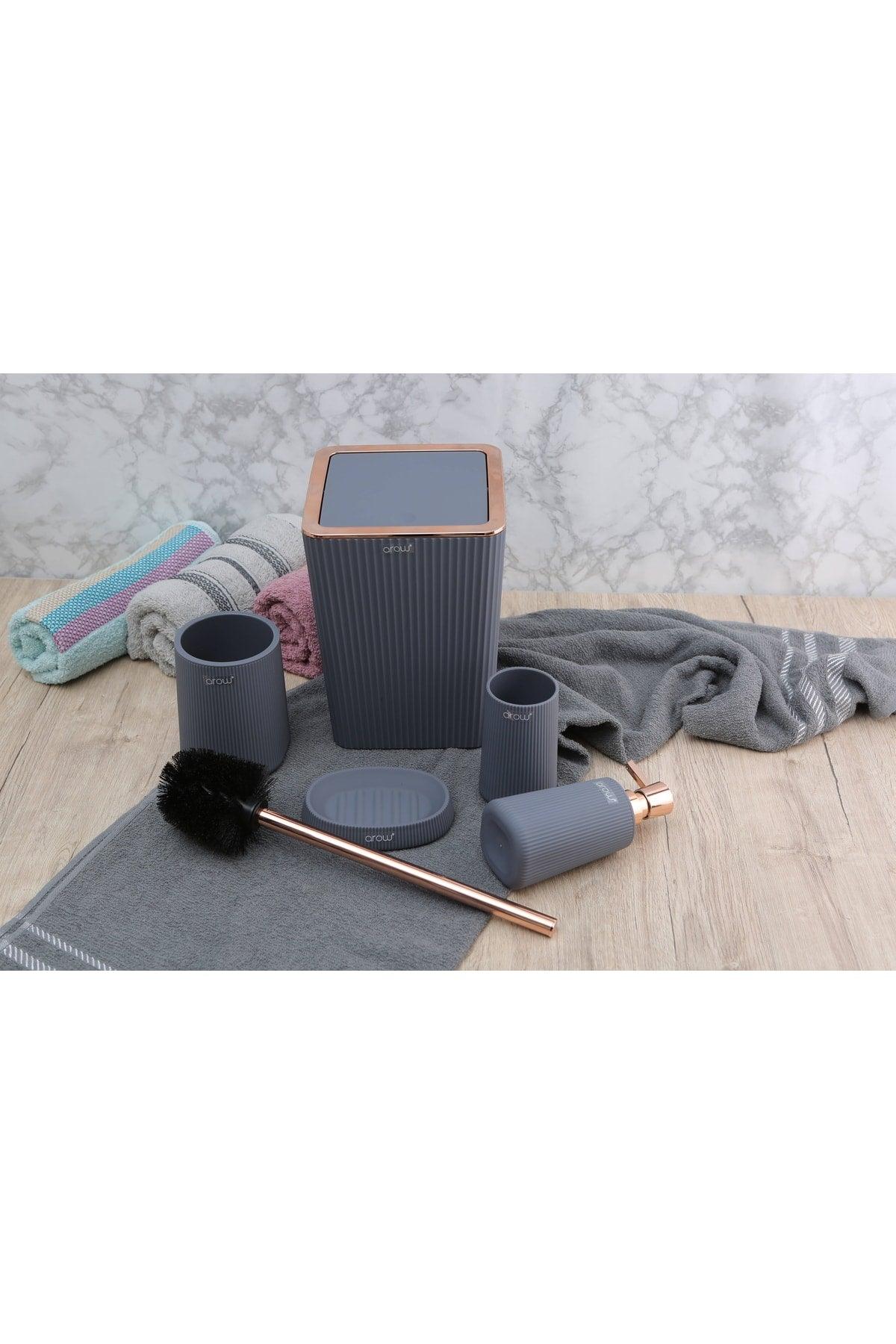 Gray Acrylic Striped Bathroom Set - 5 Pieces Bathroom Set - Swordslife