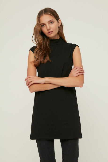Black-Grey 2-Piece Stand Up Collar Sleeveless Underwear Tunic TCTSS21UK0033 - Swordslife
