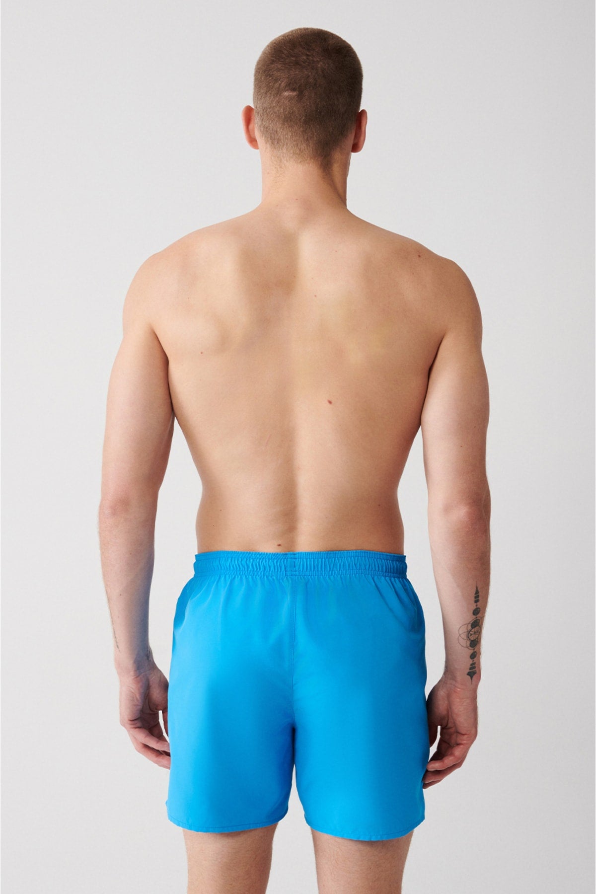 Men'S White-Turquoise Quick Dry Printed Standard Size Swimwear Marine Shorts E003802