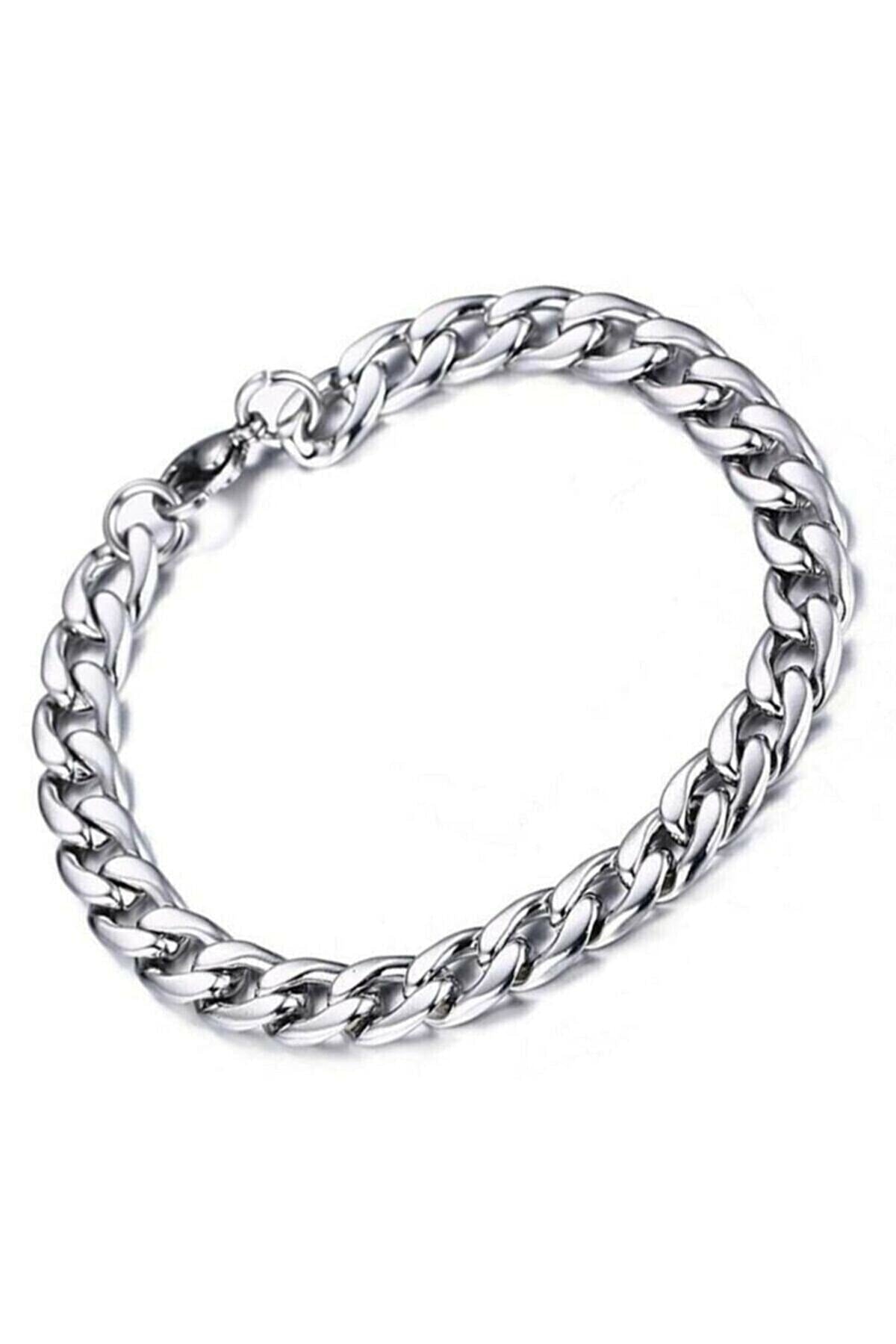 Gurmet Classic Non Tarnish Silver Men'S Steel Bracelet