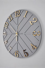 Diagonal Lines - Gray & Gold - 50cm Wall Clock - Swordslife