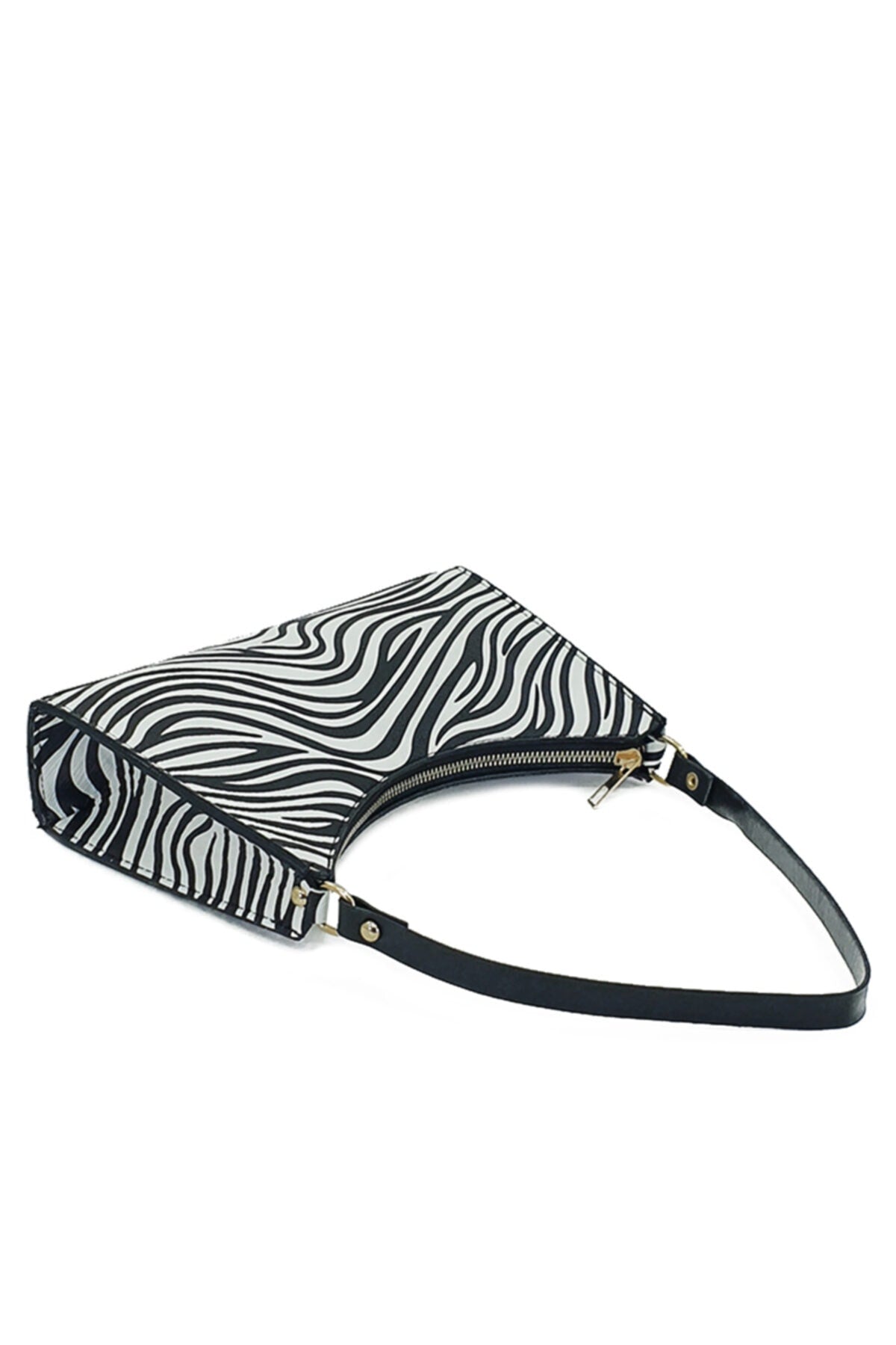 Schwarz-weiße kleine Baguette-Hand- und Schultertasche mit Zebramuster Gc0090Zebra