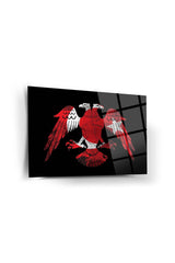Eagle Turkish Flag 2 Glass Painting-Seljuk Eagle-Flag Painting-Double-Headed Eagle - Swordslife