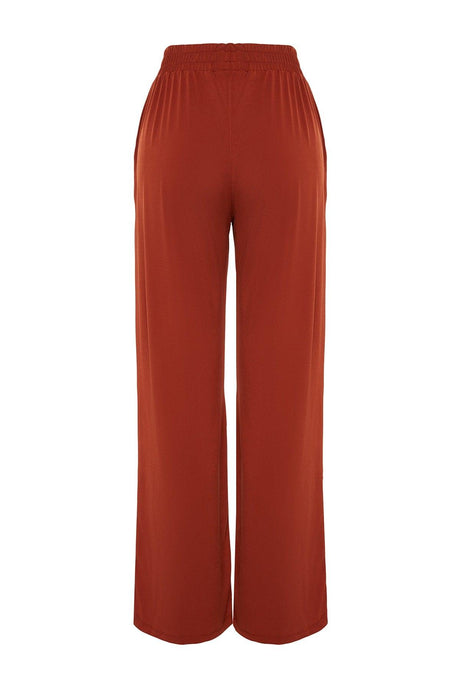 Cinnamon Wide Leg/Comfort Fit High Waist Stretchy Knitted Trousers TWOSS23PL00129 - Swordslife
