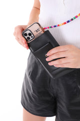 Black Color, Colorful Strap Shoulder Bag Cell Phone Bag Card Holder