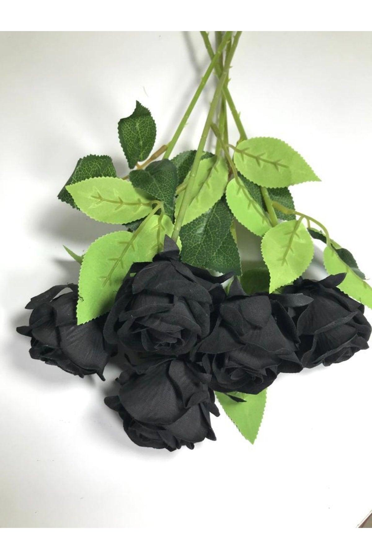 Special Black Artificial Rose 5 Pieces 50 Cm - Swordslife