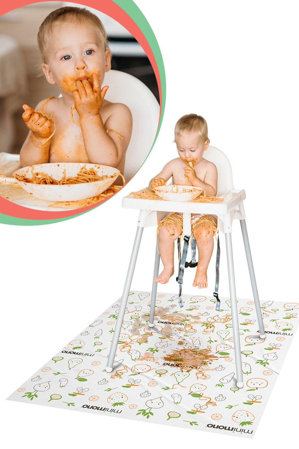 Highchair Under And Activity Supplementary Food Cover | 3-Pack 30 Pieces | Use Discard | Fruits And Vegetables