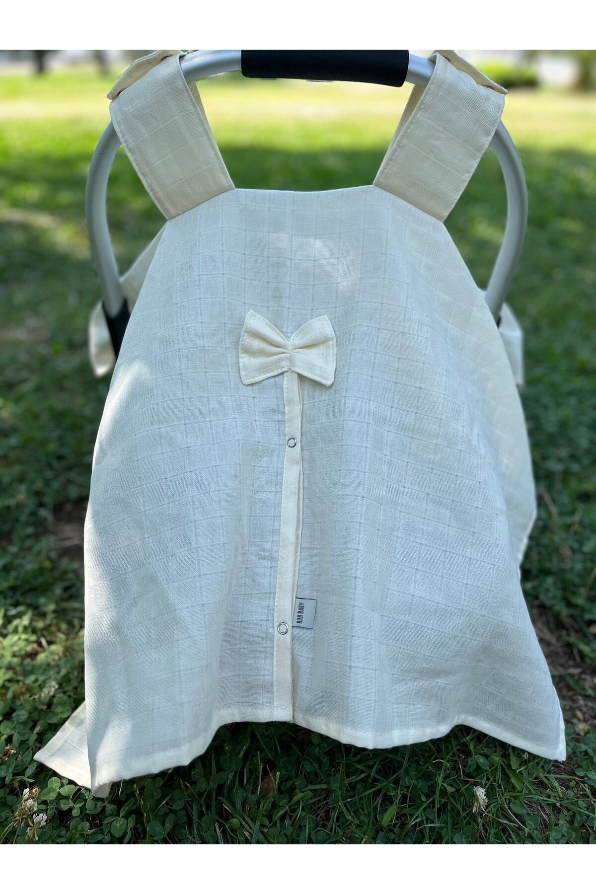 Run Baby Kinderwagenbezug aus Musselinstoff (Ekru) 75 x 100 cm