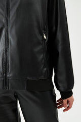 Women's College Collar Water and Windproof Black Regular Fit Leather Jacket - Swordslife