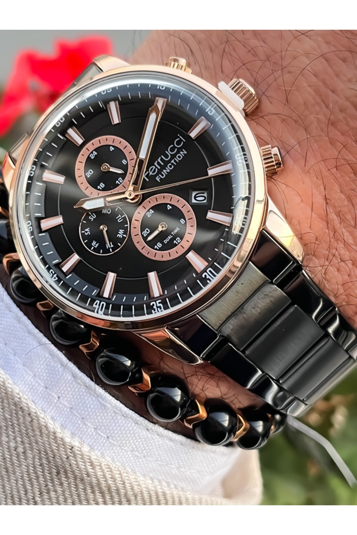 Functions Active Black Men'S Wristwatch + Bracelet Gifted