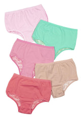 Lacy Green Women's Panties High Waist Back Lace Complete 5 Pcs Pack Lycra - Swordslife