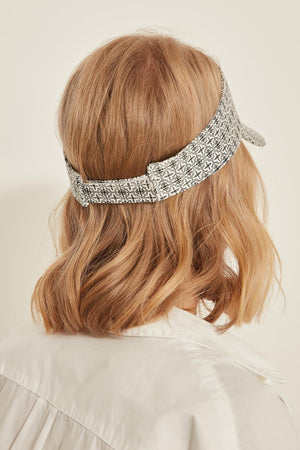 14048 Uv Protected Ethnic Pattern Open Top White Visor Hat