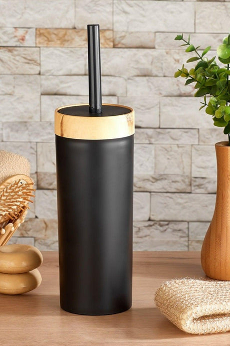 Bamboo Patterned Dustbin And Toilet Bowl Wc Brush Set of 2 - Swordslife
