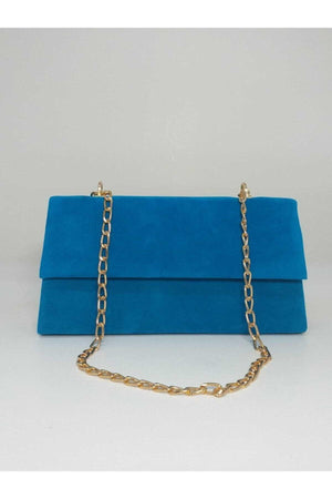 Women's Blue Suede Chain Strap Bag - Swordslife