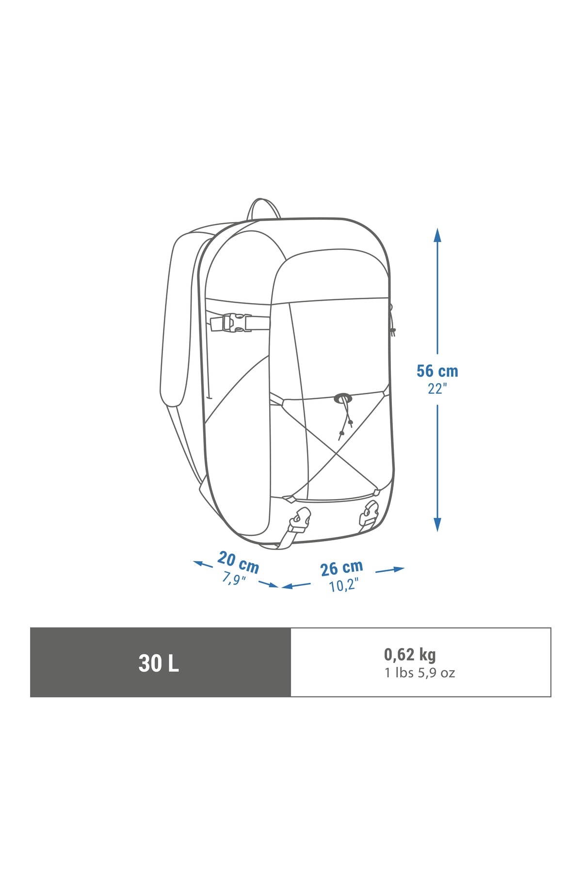 Quechua Outdoor Backpack - 30L - Black - Nh 100