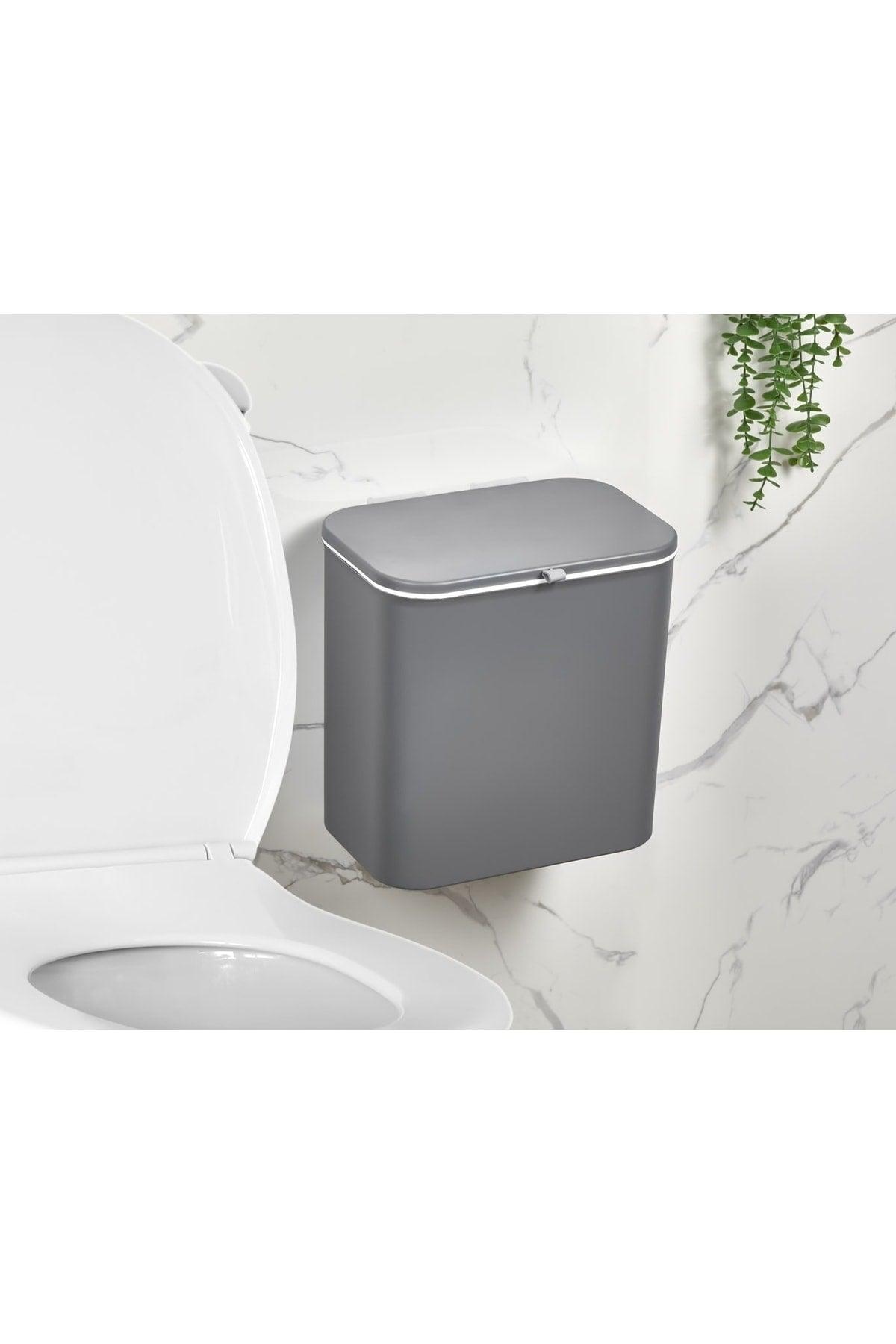 Arispa Origa Functional Bathroom And Kitchen With Lid Countertop Trash Can With Cabinet And Wall Attachment 15 Lt - Swordslife