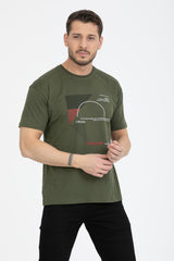 Men's Printed T-Shirt Regular Fit Khaki