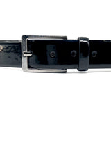 Men's Black Classic Patterned Patent Leather Belt