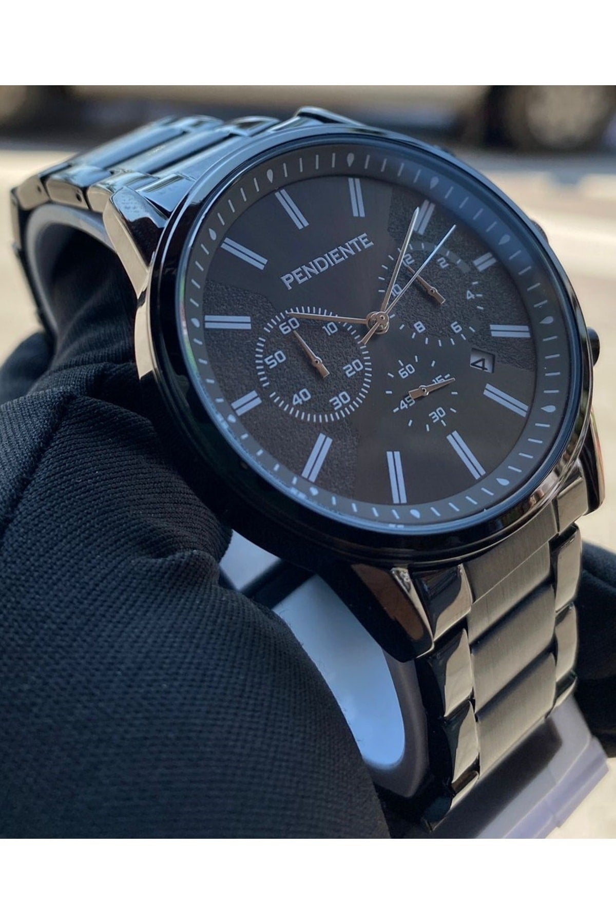 Schwarze Herrenarmbanduhr 3 ATM wasserdicht Edelstahl Maschine garantiert