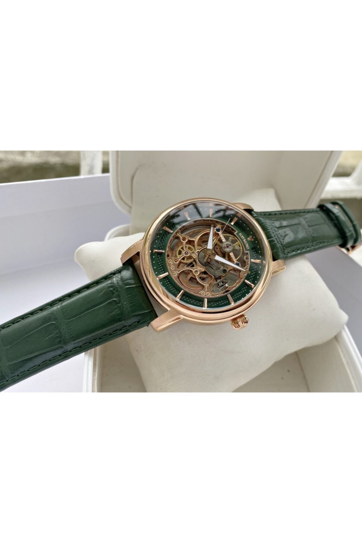 Swiss Green Skeleton Automatic Men'S Wristwatch