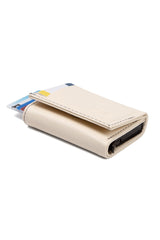Men's Vegan Leather Black Cash Money Compartment Sliding Mechanism Wallet Card Holder