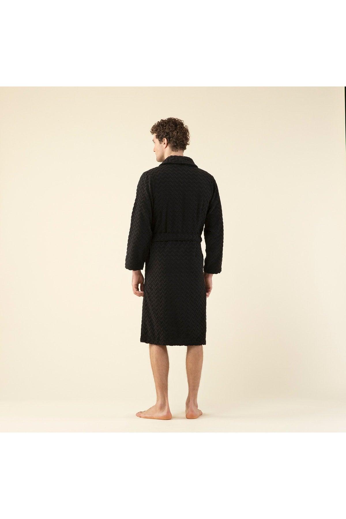 Zigzag Men's Bathrobe Black - Swordslife
