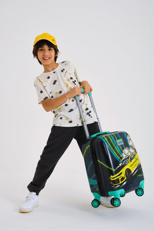 Kids Nefti Kinderkoffer 16756 mit phosphorgelbem Automuster