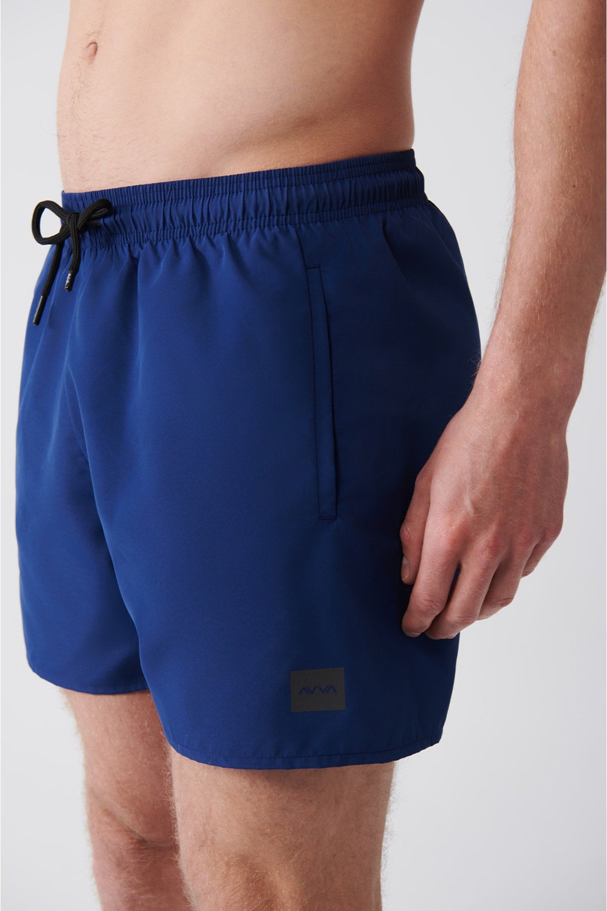Men'S Navy Blue Quick Dry Standard Size Straight Swimwear Marine Shorts E003801