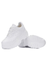 Casual Women's White Patent Leather Sneakers High Sole 6 Cm Comfortable Lightweight Sneaker 001 - Swordslife