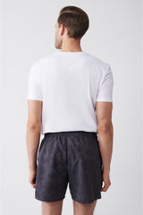 Men's Anthracite-gray Quick Dry Printed Standard Size Swimwear Marine Shorts E003802
