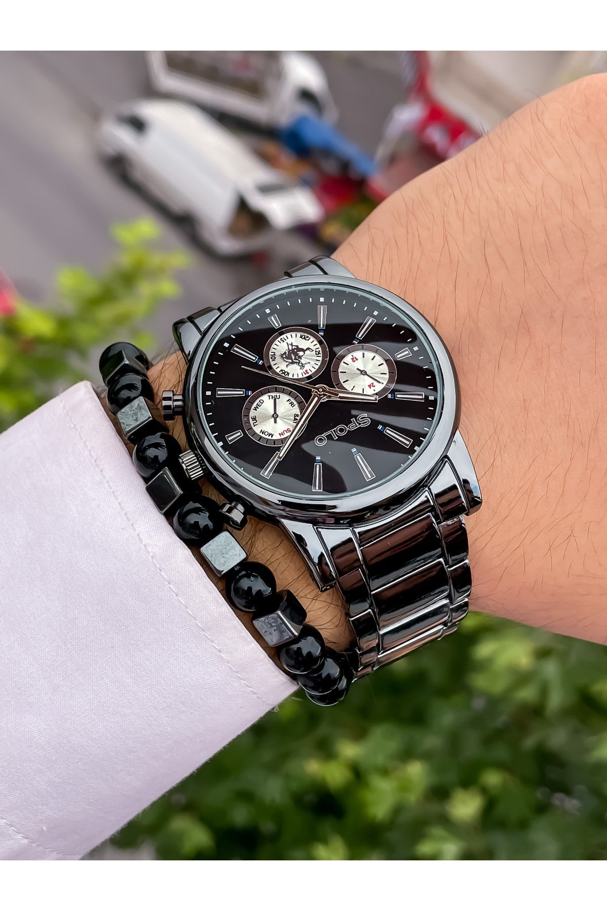 New Season Silver Color Metal Band Men's Wristwatch+bracelet Gift