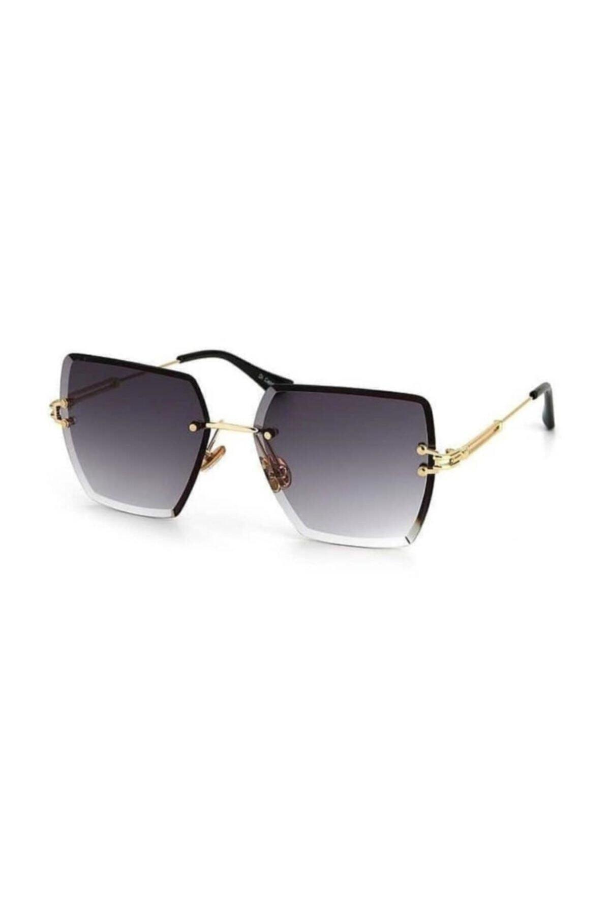 Women's Black Square Crystal Cut Sunglasses - Swordslife