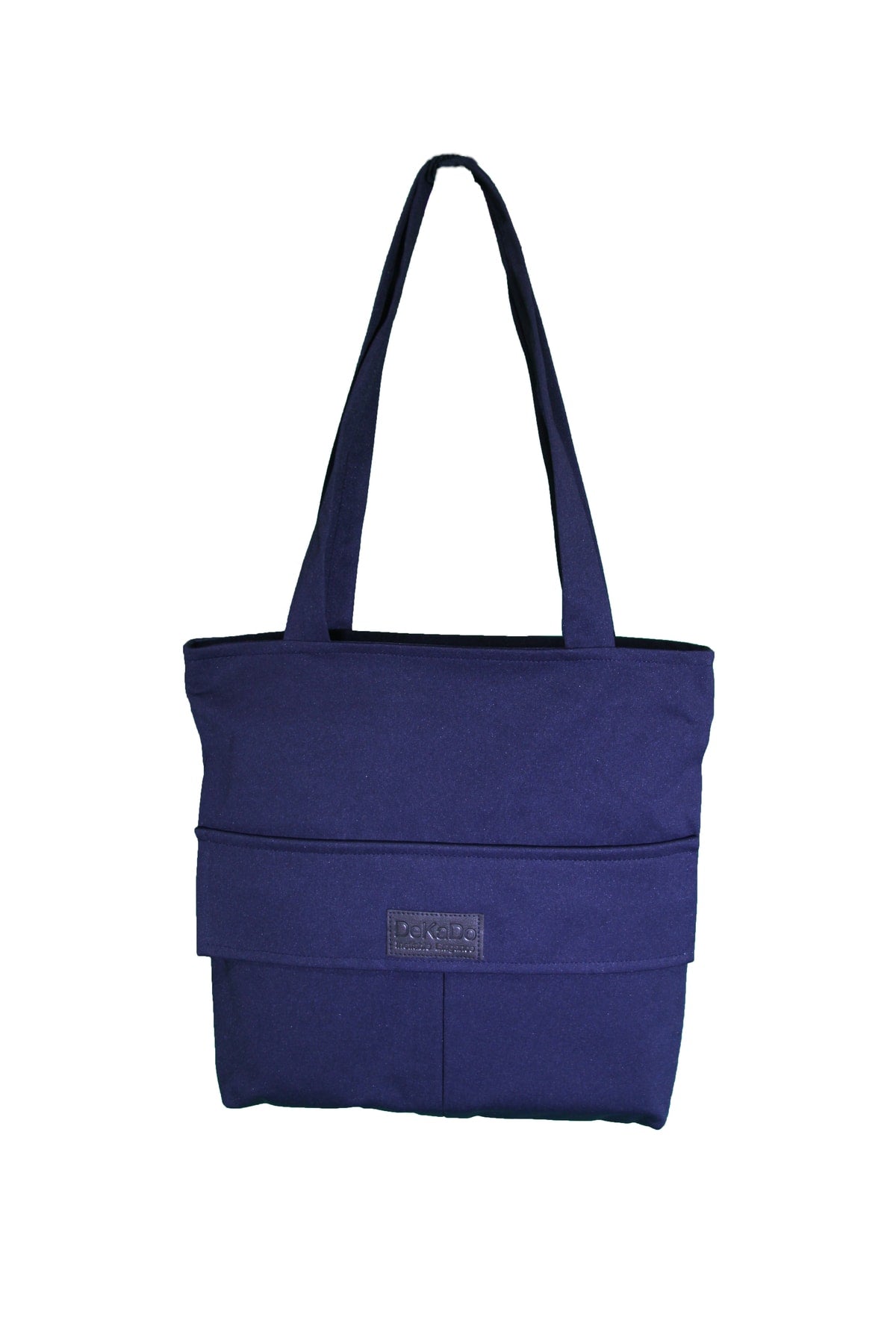 Women'S Navy Blue Bag Zippered Hand And Shoulder Bag Canvas Fabric Tote Bag
