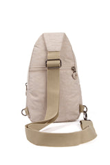 Women Crinkle Fabric Waterproof Fabric Shoulder And Waist Bag Beige Color Daily Sport