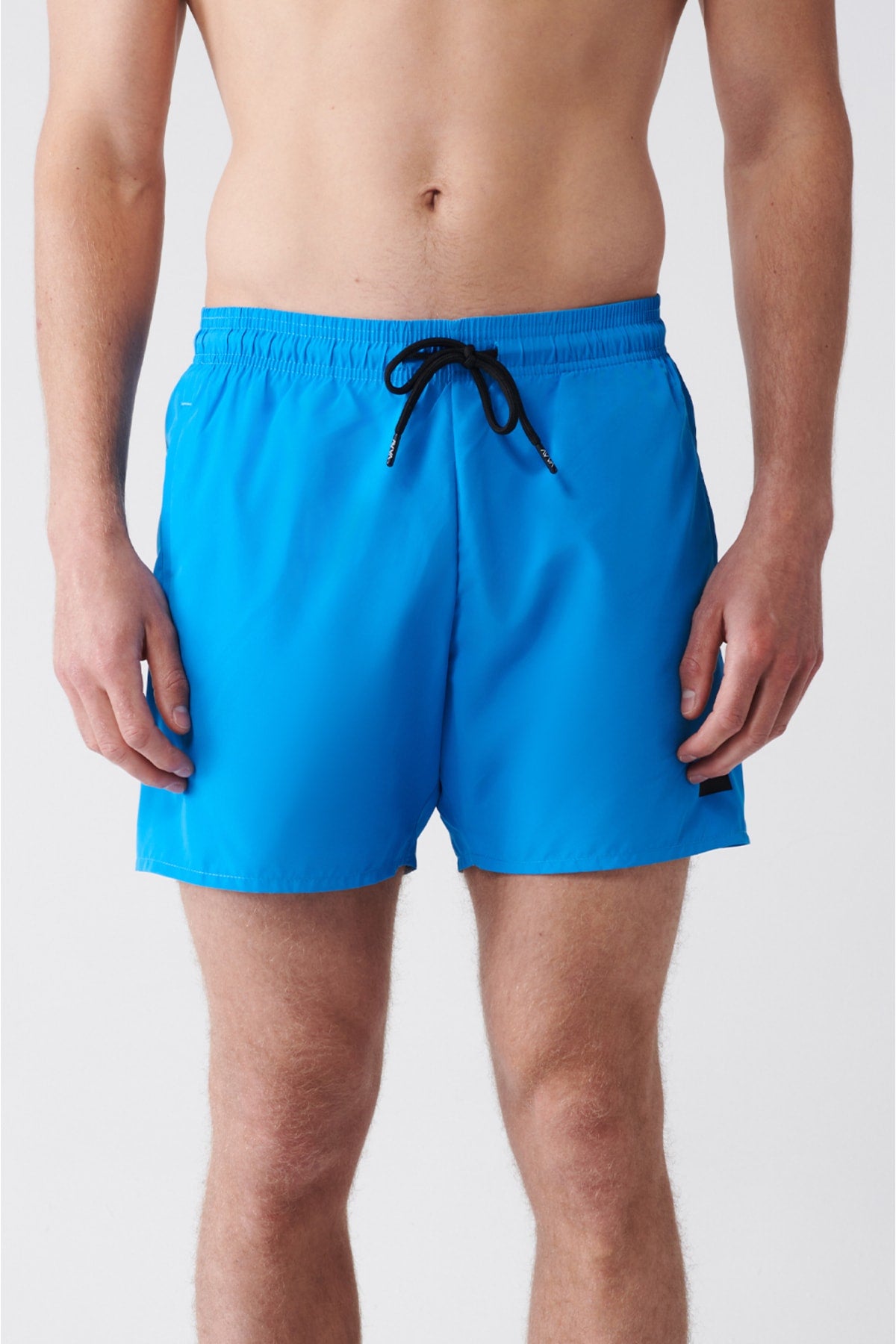 Men's Blue Quick Dry Standard Size Straight Swimwear Marine Shorts E003801