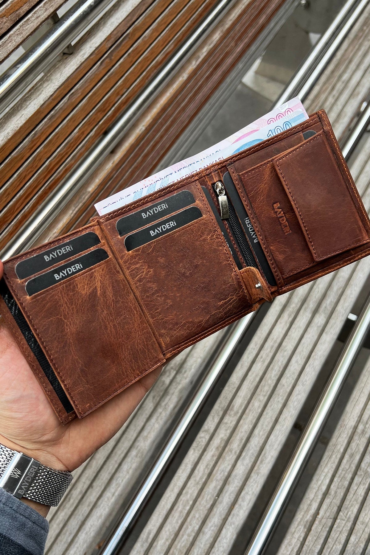 Echtes Leder Crazy Tobacco Handliche Herren Geldbörse