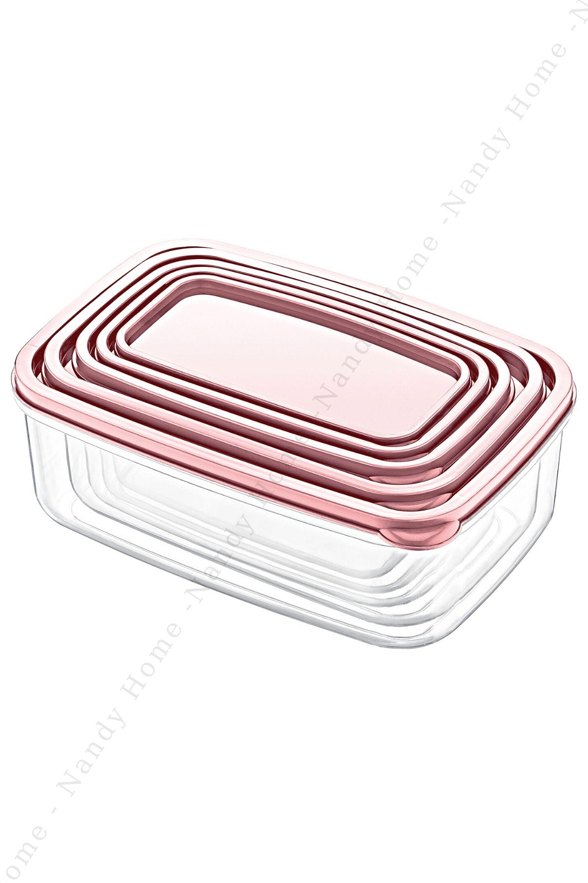 Set Of 5 Embox Rectangular Provisions, Food Storage Container Powder