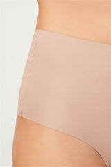 Brown High Waist Basic Laser Cut Women's Bikini Panties - Swordslife