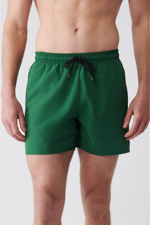 Men'S Green Quick Dry Standard Size Straight Swimwear Marine Shorts E003801