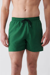 Men's Green Quick Dry Standard Size Straight Swimwear Marine Shorts E003801
