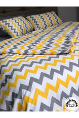 Home Zigzag Pattern Cotton Double Duvet Cover Set - Set - Swordslife