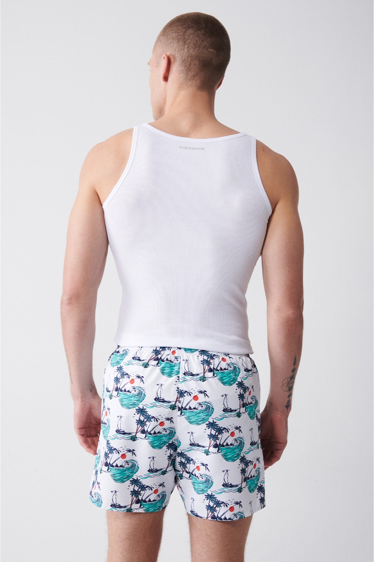 Men'S Multicolour Quick Dry Printed Standard Size Swimwear Marine Shorts E003802