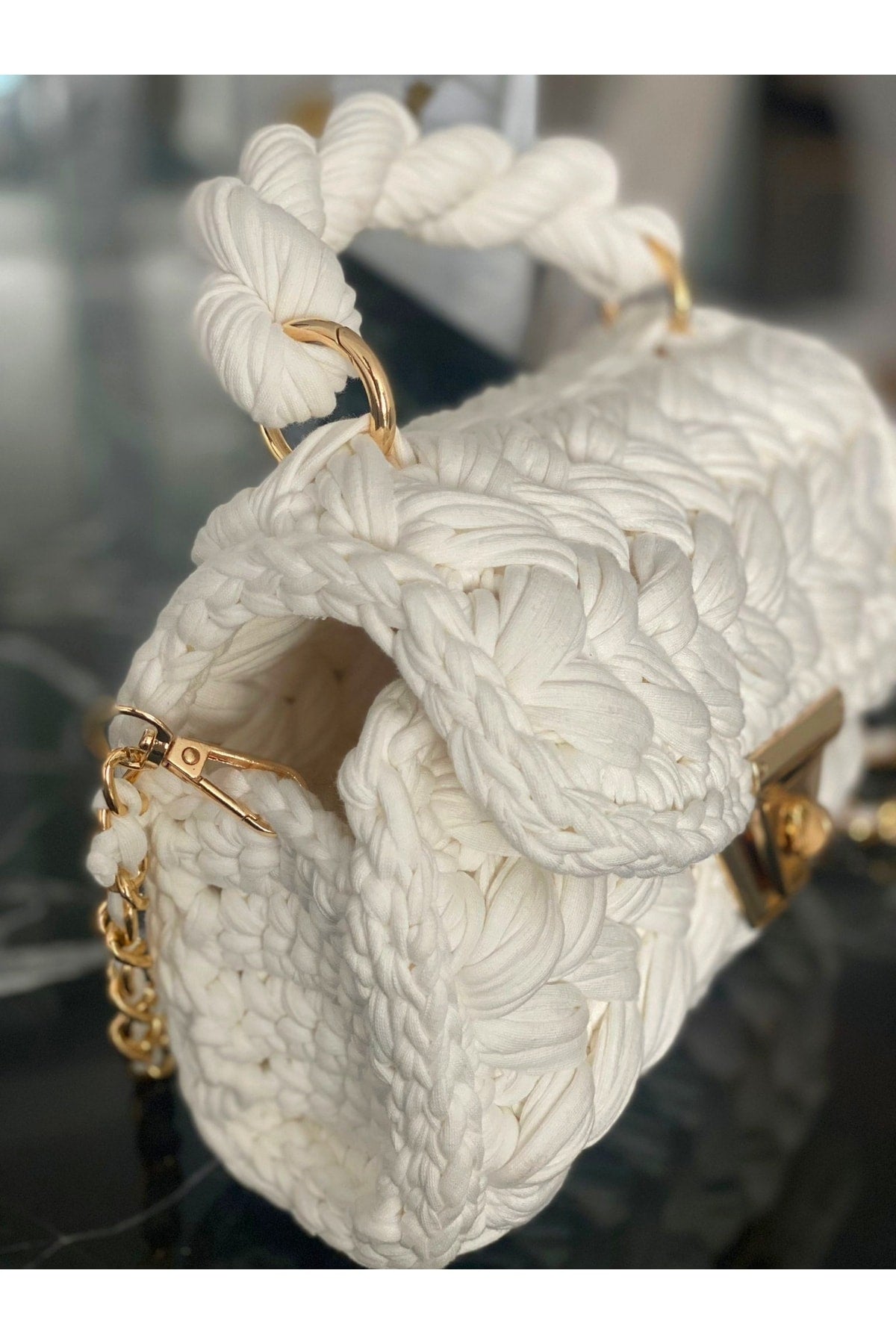 Combed Peanut Pattern Knitted Women'S Bag