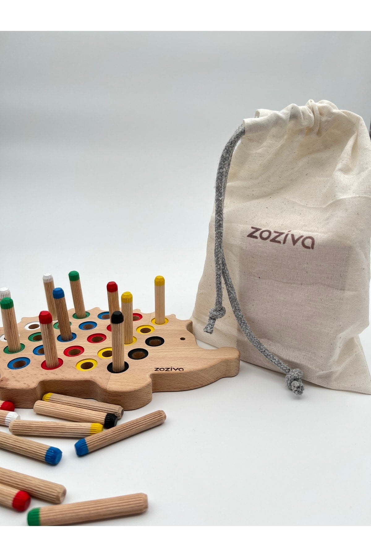 Montessori Educational Wooden Toy – Plug And Play Colorful Wooden Hedgehog Toy